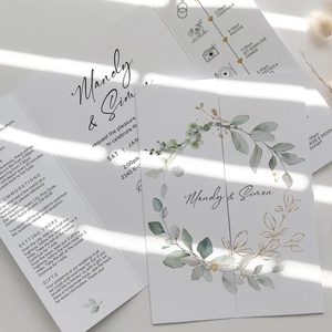 Invitaciones de Boda Personalizadas de Tres Pliegues |   Diseño Gratuito y Arte Personalizado |   Tarjetas de menú e itinerario para fiestas/cumpleaños/aniversarios - Product Image 6