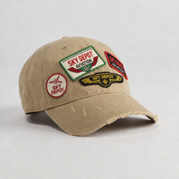 Topi Baseball Distressed Polos Bordir Tema Penerbangan, Pinggiran Sobek, Custom, Grosir, 5-6 Panel, Snapback