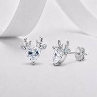Boucles d'oreilles clous en argent sterling S925 plaqué or, moissanite cœur pêche sertie griffe, style minimaliste, luxe léger, NOVA Femme