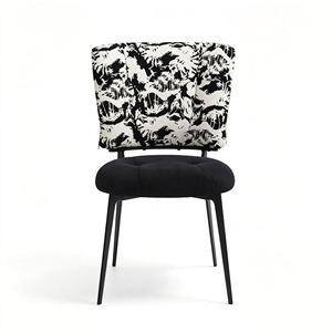 Chaise de salle à manger artistique, chaise de salon, siège en tissu à motifs, pieds en métal, chaise pour la maison, le bureau, la restauration - Product Image 2