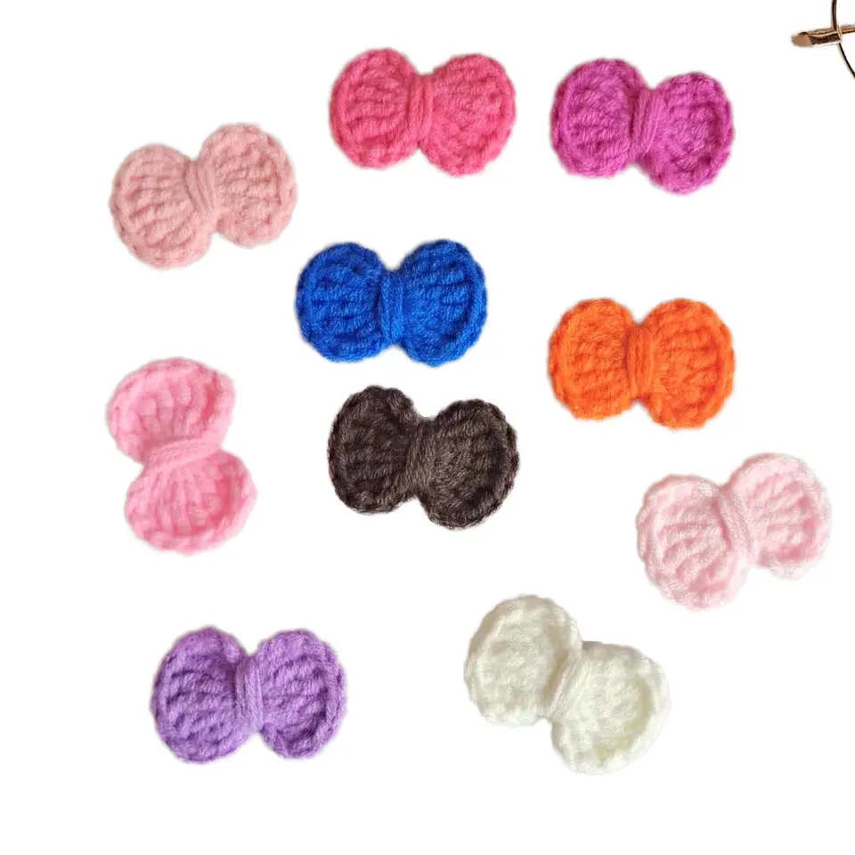Personalizzato primavera e autunno lana fatta a mano all'uncinetto fiocco fermaglio per capelli accessori per abbigliamento accessori decorativi bowknot