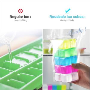Cubes de glace réutilisables en plastique multicolores pour garder les boissons fraîches plus longtemps, accessoires de bar, cubes de refroidissement pour le vin, ensemble de cubes de glace - Product Image 3
