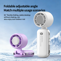 Ventilateur de poche USB Hxtc88 avec cordon, mini ventilateur portable pliable rechargeable 3000 mAh avec plaque de refroidissement à air froid