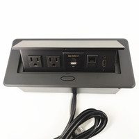 Prise de courant américaine encastrée dans la table, avec prise USB escamotable amortie, boîte de connexion multimédia avec port RJ45cat6 USB-C