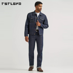 Cut And Sew Selvedge <b>Jeans</b> Original Fit Indigo Raw Western Cowboy Denim Gold <b>Chain</b> Stitch Leather Patch Heritage <b>Jeans</b> - Product Image 3