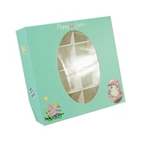 16 rejillas de conejo de Pascua, corazón hueco transparente, caja de Chocolate con ventana transparente, caja de embalaje de dulces para decoración de fiesta de Pascua