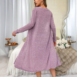 Conjunto de Pijamas Elegante para Mulheres, 2 Peças, Camisola de Malha com Renda Luxuosa e Robe de Manga Longa - Product Image 2
