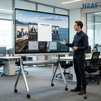 Écran interactif intelligent 4K HRAY de 55 pouces pour réunions en ligne, formation en entreprise, diffusion d'écran sans fil, prise en charge OEM ODM