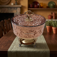 Plat à chafing de luxe traditionnel en cuivre moulé, chauffe-plat de buffet 4/6/8 litres pour restaurants et événements (mariages, réceptions)