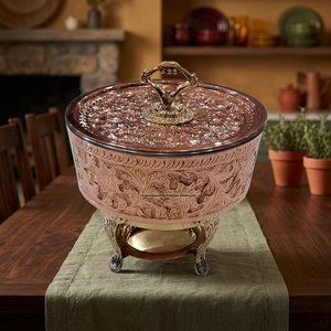 Calentador de Comida Tipo Buffet de Cobre Fundido Tradicional de Lujo para Suministros de Restaurantes y Bodas, Personalizable - Product Image 2