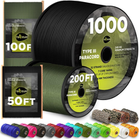 Cordon de parachute tressé en nylon de type III à 7 brins, 4 mm, 550 Paracord, plus de 300 couleurs personnalisées, pour équipement tactique