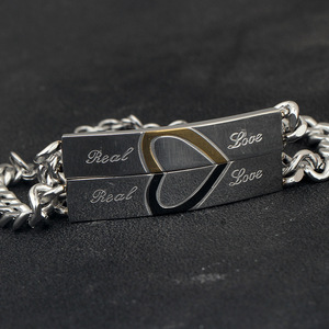 European American Style Minimalist <b>Titanium</b> Steel Couple Heart Bracelet Black Gold Color Gift for Qixi Festival Unisex Jewelry - Product Image 3