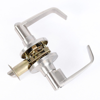 Serrure de porte intérieure moderne en alliage de zinc satiné avec poignée tubulaire, cylindre en acier inoxydable, épaisseur 35-45 mm, 3 clés