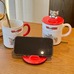 Taza de Cerámica de Tom y Jerry con Tapa y Asa, Diseño de Dibujos Animados para Niños y Adultos, Taza para Café o Té, Regalo Verano 2025 - Product Image 5
