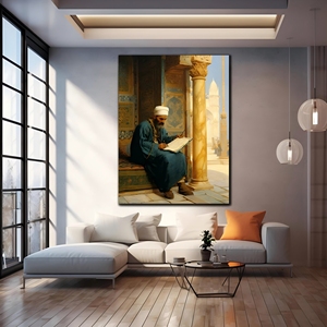 Moderno lujo islámico mezquita Corán Arte Turco cristal porcelana marco cuadro lienzo pintura enmarcada arte de pared - Product Image 5