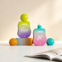 Flacon vide de 30g pour crème solaire, en plastique, avec bouchon en forme de boule mignon, flacon cosmétique souple pour crème solaire, lotion, conteneur cosmétique de voyage