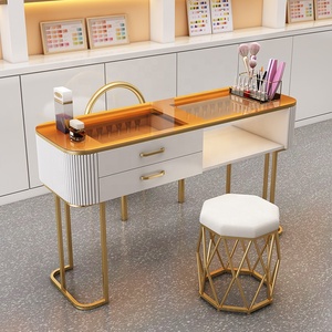 NEW White Cream Style Wooden <b>Nail</b> Table With Storage Multifunctional Single Manicure <b>Desk</b> for Home Salon and <b>Nail</b> Art - Product Image 1