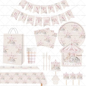 Damai Kids Animal Theme Party Tableware Set Paper <b>Plates</b> Cups Napkins Birthday Decoration Supplies <b>Disposable</b> Eco-friendly - Product Image 2