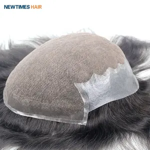 Peluca de encaje francés de encaje frontal N6 con lados de PU Tupé de cabello humano indio rizado natural para hombres Estilo de onda virgen - Product Image 1