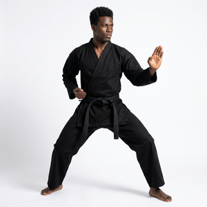 Ensemble de karaté CVC 8oz poids moyen 55% coton 45% polyester avec pantalon traditionnel à cordon de serrage à la taille - Product Image 3