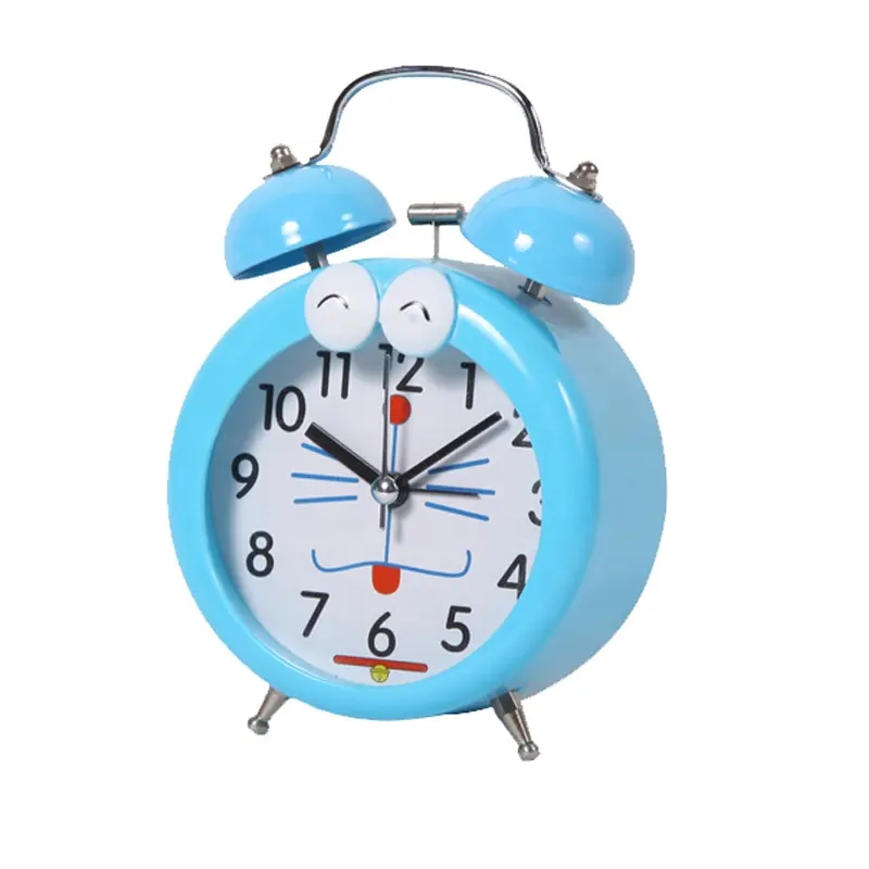 Promotional Blue plastic desktop Cartoon Alarm decorative table Clock for Kids