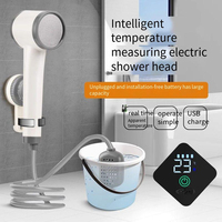 Douche de camping portable, intérieure et extérieure, pompe de douche électrique rechargeable avec affichage de la température pour la randonnée, le lavage de voiture et des animaux domestiques