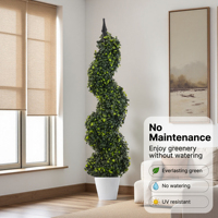 Arbre artificiel en buis en spirale en plastique, éco-responsable, feuillage dense, durable, aspect naturel, décoration de porte d'entrée, verdure
