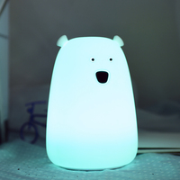 Lampe tactile LED USB en silicone pour enfants, rechargeable, personnalisable, en forme d'ours, petite, à intensité variable, pour chambre à coucher, cadeau personnalisé