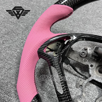 Setir Mobil Serat Karbon Kustom Kulit Berlubang Warna Pink Cocok untuk Infiniti G25 G27 G35 G37