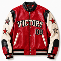 Veste en cuir véritable rouge pour homme, vente en gros, broderie personnalisée, logo, patch, veste bomber vintage pour moto, fabrication OEM, livraison directe d'usine