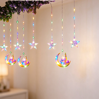 Guirlande lumineuse LED en forme de croissant de lune et de mosquée pour le Ramadan, 3 m, rechargeable, à intensité variable, pour intérieur et extérieur, décoration de l'Aïd