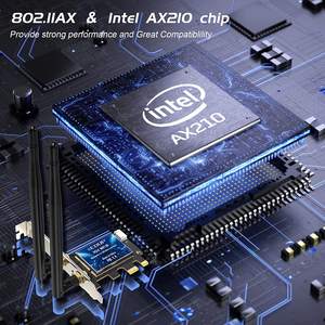 Carte WiFi 6E PCIe EDUP BT5.2 <span class=keywords><strong>AX</strong></span> <span class=keywords><strong>5400</strong></span> Mbps AX210 Tri-bande 6 GHz/5,8 GHz/2,4 GHz Adaptateur réseau WiFi sans fil PCI-E - Product Image 3