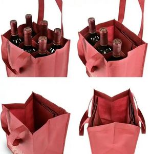 Sac de courses portable en non-tissé laminé, compartimenté pour 6 bouteilles de vin, idéal pour les cadeaux de Noël et les courses – Nouveauté ! - Product Image 3