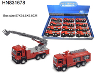 Mini camion de pompiers en alliage avec porte ouverte échelle 1:50, jouet avec lumière et son HN831678