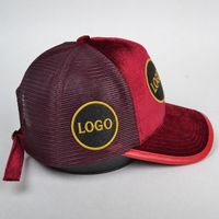 Casquettes Trucker en Velours à Dos en Maille avec Logo Personnalisé, 5 Panneaux, Broderie de Patch, Design Y2K Stylé, Casquettes de Baseball Sportives en Maille