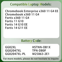 Batterie d'ordinateur portable en gros d'usine GG02XL GG02047XL-PL pour HP Chromebook X360 11 G4 EE Fortis 11 G10 14 G11 EE