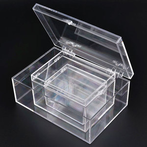 Transparent Plastic <b>Storage</b> <b>Box</b> Rectangle Desktop Organizer Jewelry Display Case Small Size Clear Acrylic Container - Product Image 1