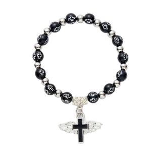 Chéo Gương Bronzed Acrylic Chéo Bead Vòng Đeo Tay <span class=keywords><strong>etsy</strong></span> Drop Dầu Thiên Thần Đính Cườm Mân Côi Tay Trang Trí - Product Image 1