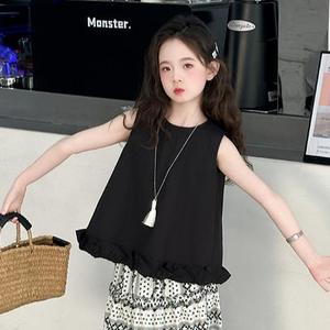 Conjunto de <span class=keywords><strong>dos</strong></span> piezas <span class=keywords><strong>para</strong></span> niñas, top sin mangas con volantes, falda larga a rayas, ropa de verano <span class=keywords><strong>para</strong></span> niñas grandes - Product Image 5