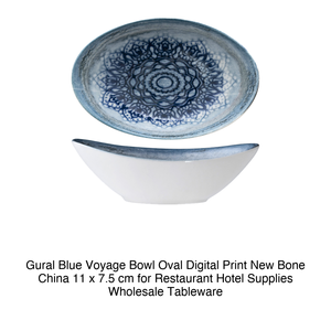 Bol ovale Blue Voyage 11 × 7,5 cm en porcelaine New Bone China avec impression numérique - Product Image 2