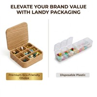 Boîte à pilules en bois de luxe Landy, organiseur de médicaments hebdomadaire 7 jours, boîte de rangement portable pour vitamines et compléments alimentaires, logo personnalisé