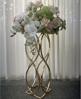 Nouveaux supports à fleurs carrés en métal doré pour centres de table de mariage, supports géométriques pour vases à fleurs pour réceptions et mariages