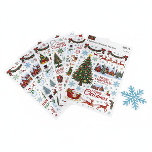 Autocollants de fenêtre de Noël 19,7x27,56 pouces 100 pièces/boîte Vinyle décoratif imprimé UV pour la décoration de la maison - Product Image 2