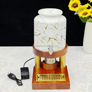 Dispenser per Bevande in Ceramica e Acciaio Inox Lefeng con Supporto in Legno Massello 10L Erogatore Elettrico per Bevande Fredde Bianco Oro per Hotel e Ristoranti - Product Image 3