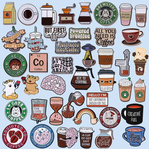 44 styles, Meilleure vente : Broche décorative en alliage et émail souple, motif tasse à café, tasse à thé et fleur, style dessin animé mignon et amusant - Product Image 3