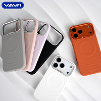 Coque en silicone liquide de haute qualité VAWI S085 avec motif ondulé pour iPhone 17 Pro Max, cadre d'objectif et étui orné de diamants