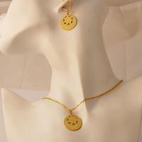 Parure de bijoux en acier inoxydable style Kiribati Hawaï Guam pour femme, collier à disque rond fleur et boucles d'oreilles créoles, bijoux ethniques des îles