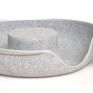 Zwei schicht ige Verbunds truktur Abnehmbares Filz material wasch bar <span class=keywords><strong>Funny</strong></span> <span class=keywords><strong>Cat</strong></span> Donut Tube Toy Katzen loch Tunnel Nest Bett Großhandel