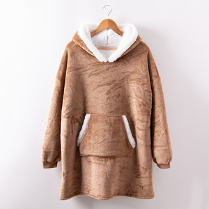 Áo khoác ngoài lười biếng Bộ đồ lười biếng Bộ đồ ngủ trùm đầu mặc Chăn lông cừu 100% Polyester chống Đóng cọc hiện đại phong cách đơn giản - Product Image 6