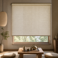 Stores enrouleurs en tissu tissé naturel doux, sur mesure, avec perles manuelles, pour le contrôle de la lumière des vérandas et terrasses